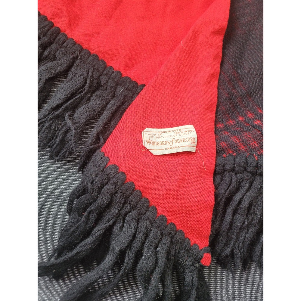 Vintage 50s 60s Shawl Wrap Black And Red Angoras Of Abercorn Knit One Size - Picture 12 of 14